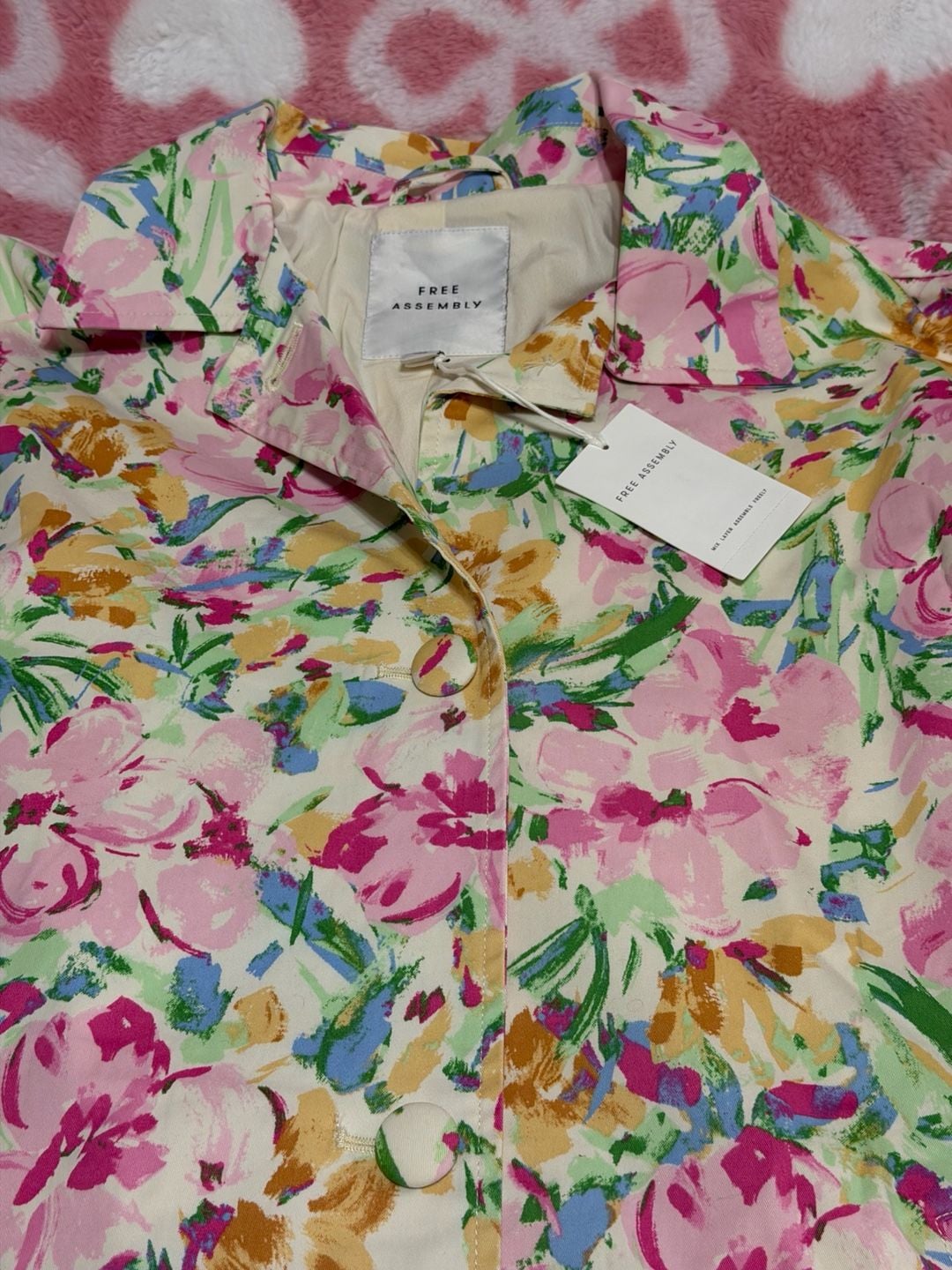 Free Assembly Women's Floral Button Front Shirt Dress Size M 8-10 Multicolor 5