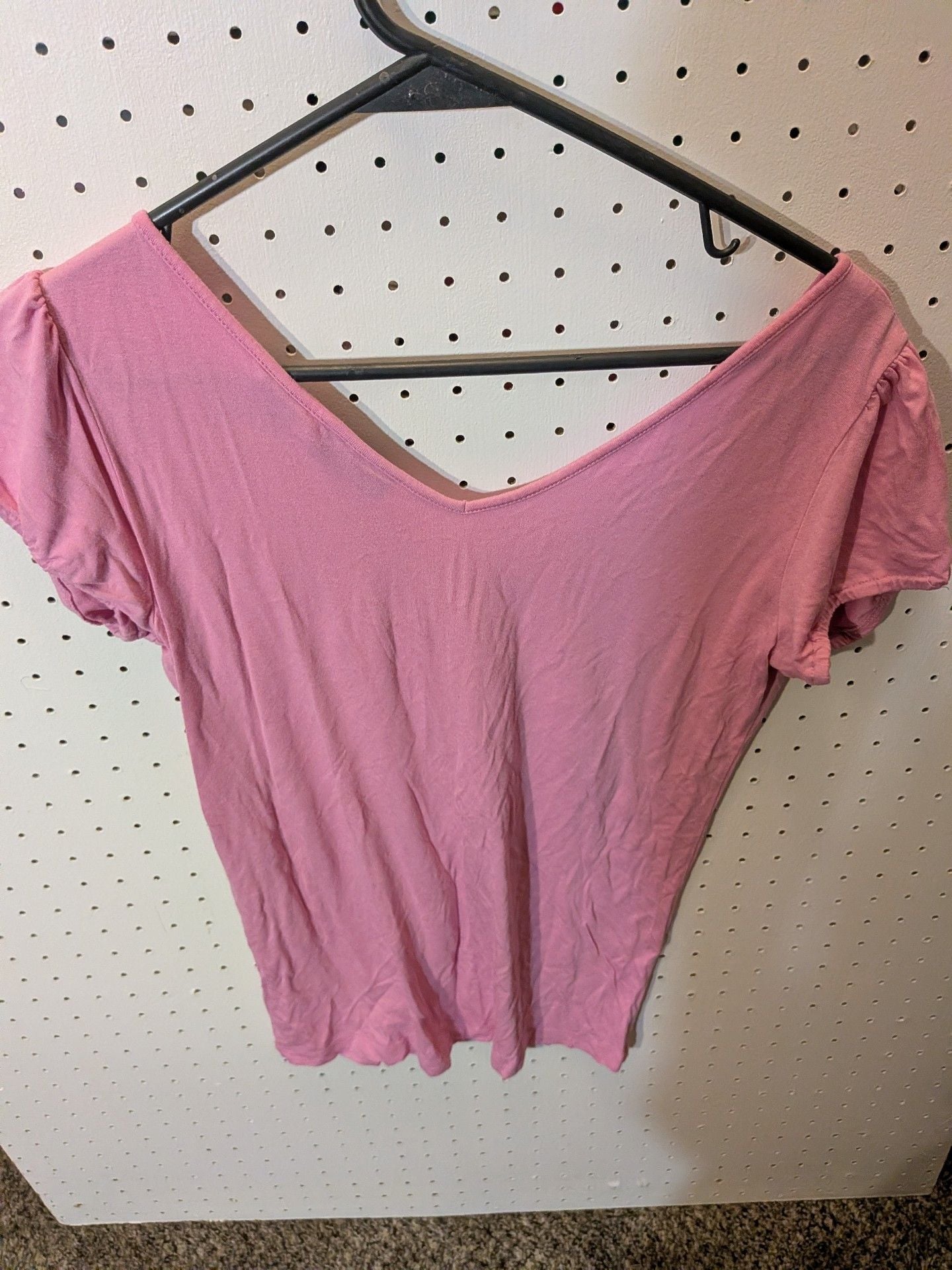 New York & Company V-Neck Top Size S Pink Modal Spandex 4