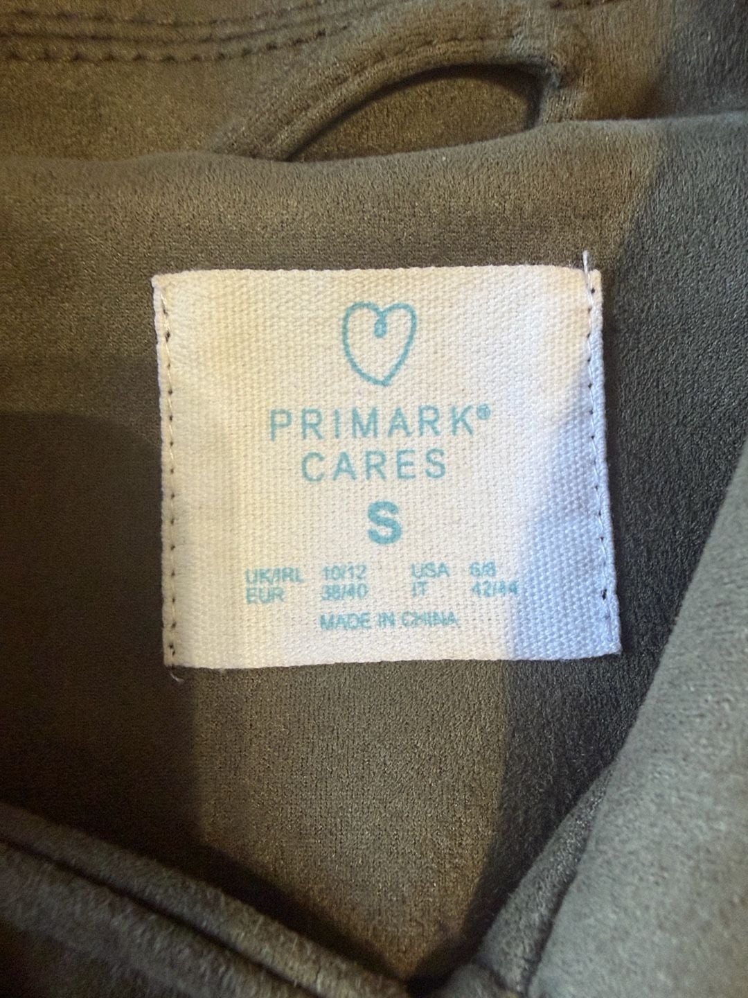 Primark Faux Suede Biker Jacket Size S Olive Green 5