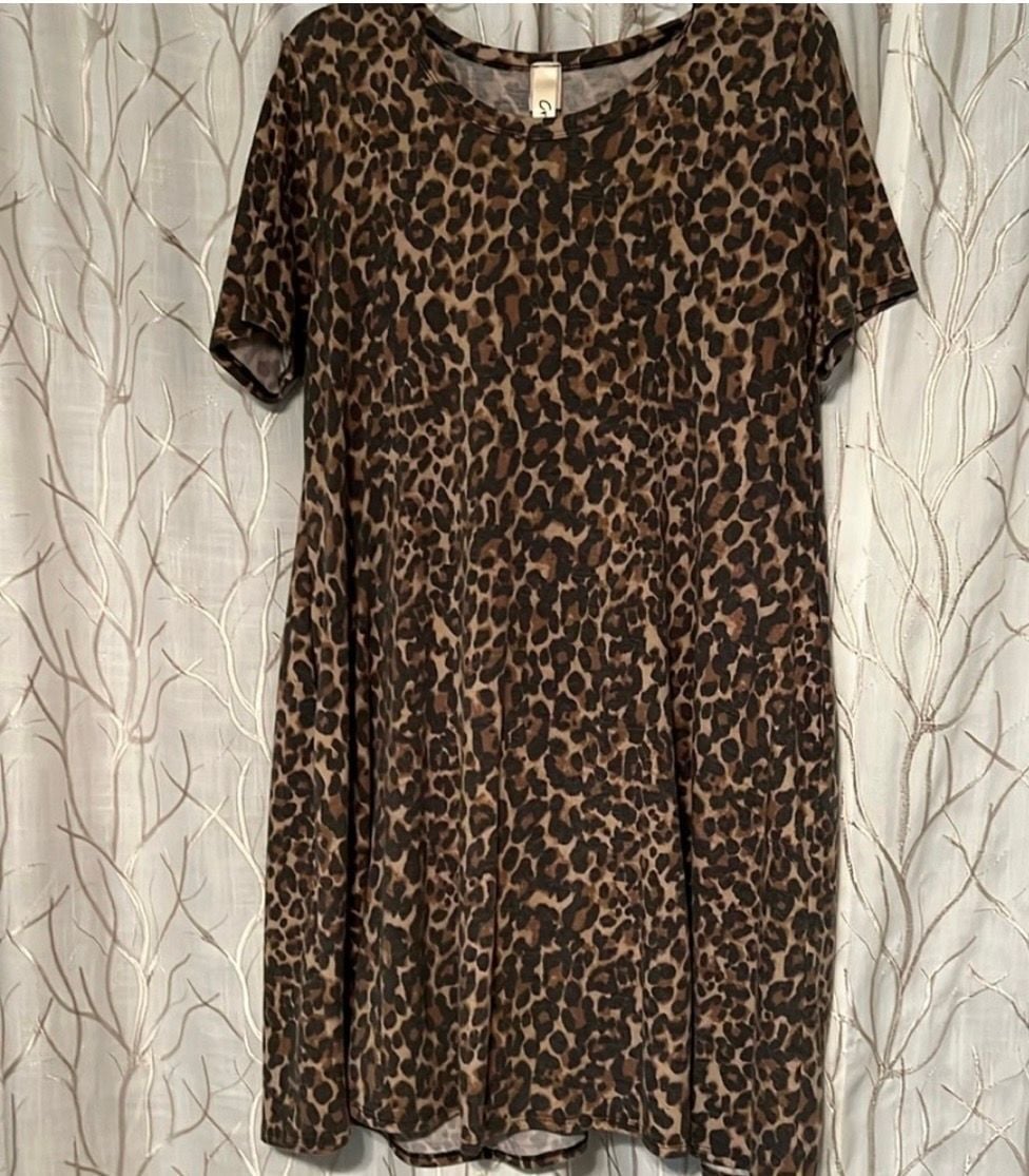 Crepas Leopard Print Short Sleeve Dress 2