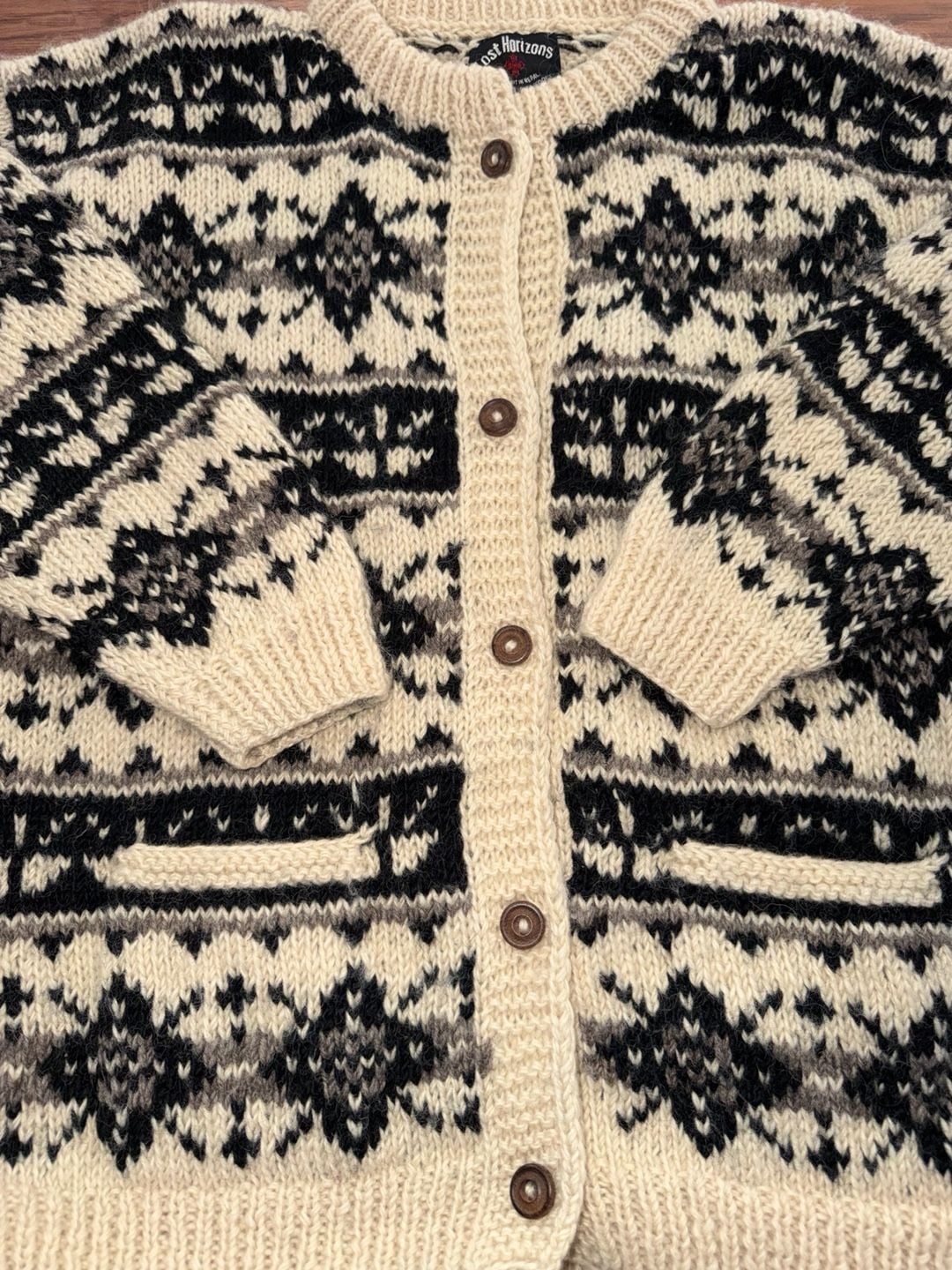 Lost Horizons Nordic Fair Isle Wool Cardigan Sweater Size L 3