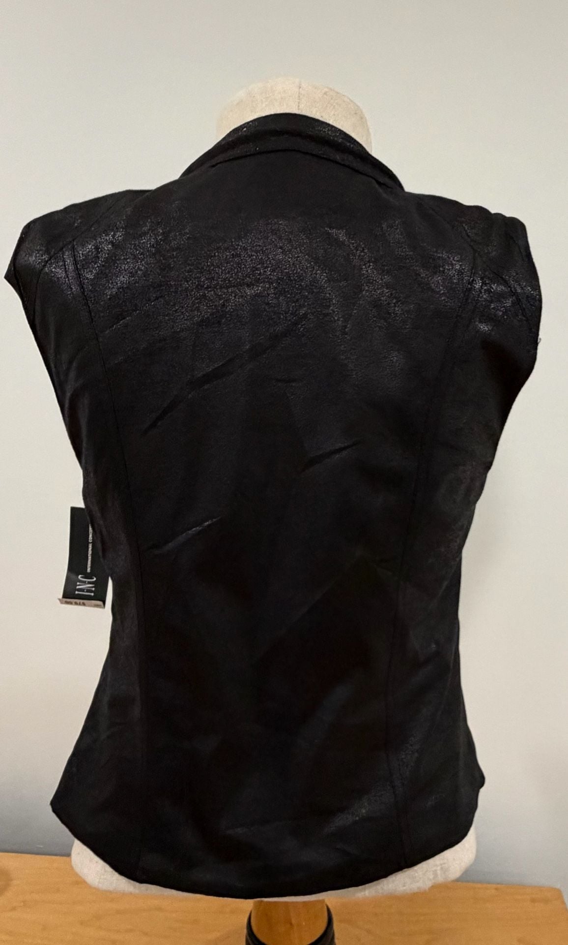 Rockstar Faux Leather Moto Vest Size Small Black 3