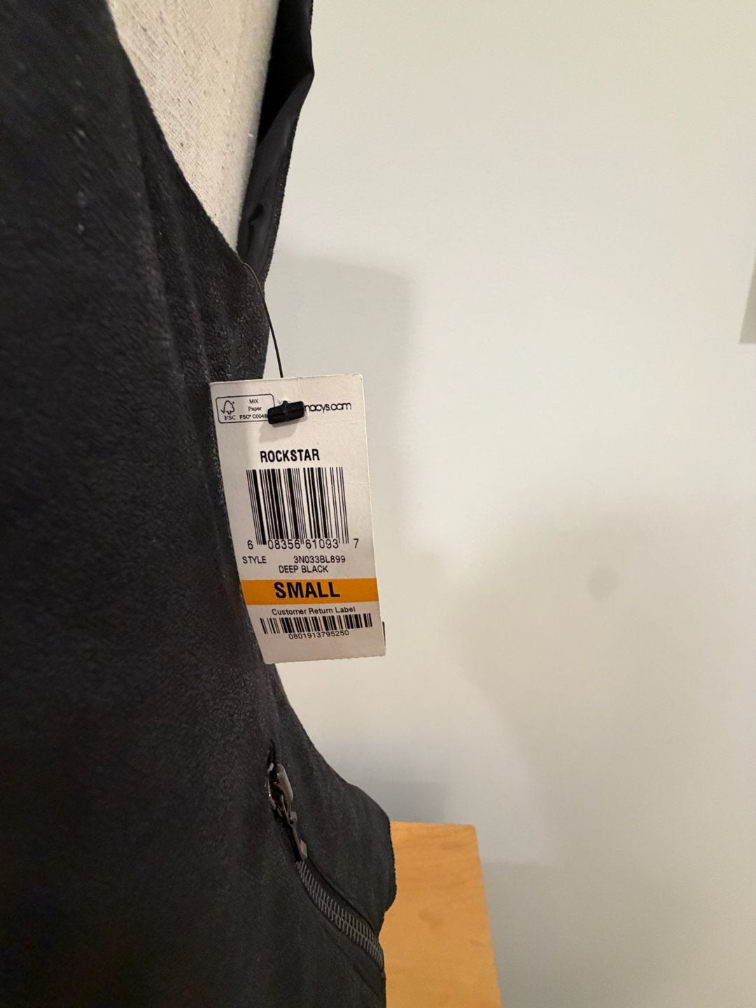 Rockstar Faux Leather Moto Vest Size Small Black 4