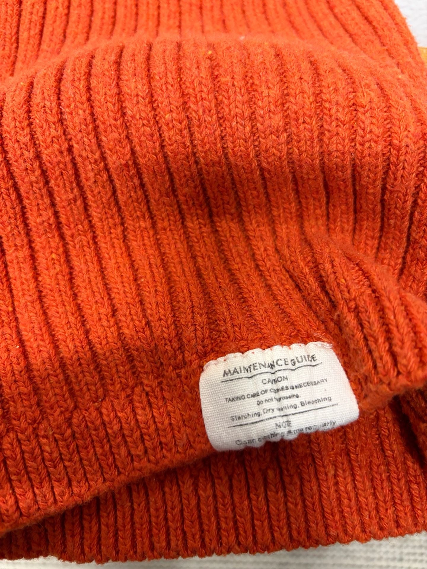 Madnes Orange Ribbed Knit Beanie Winter Hat 6