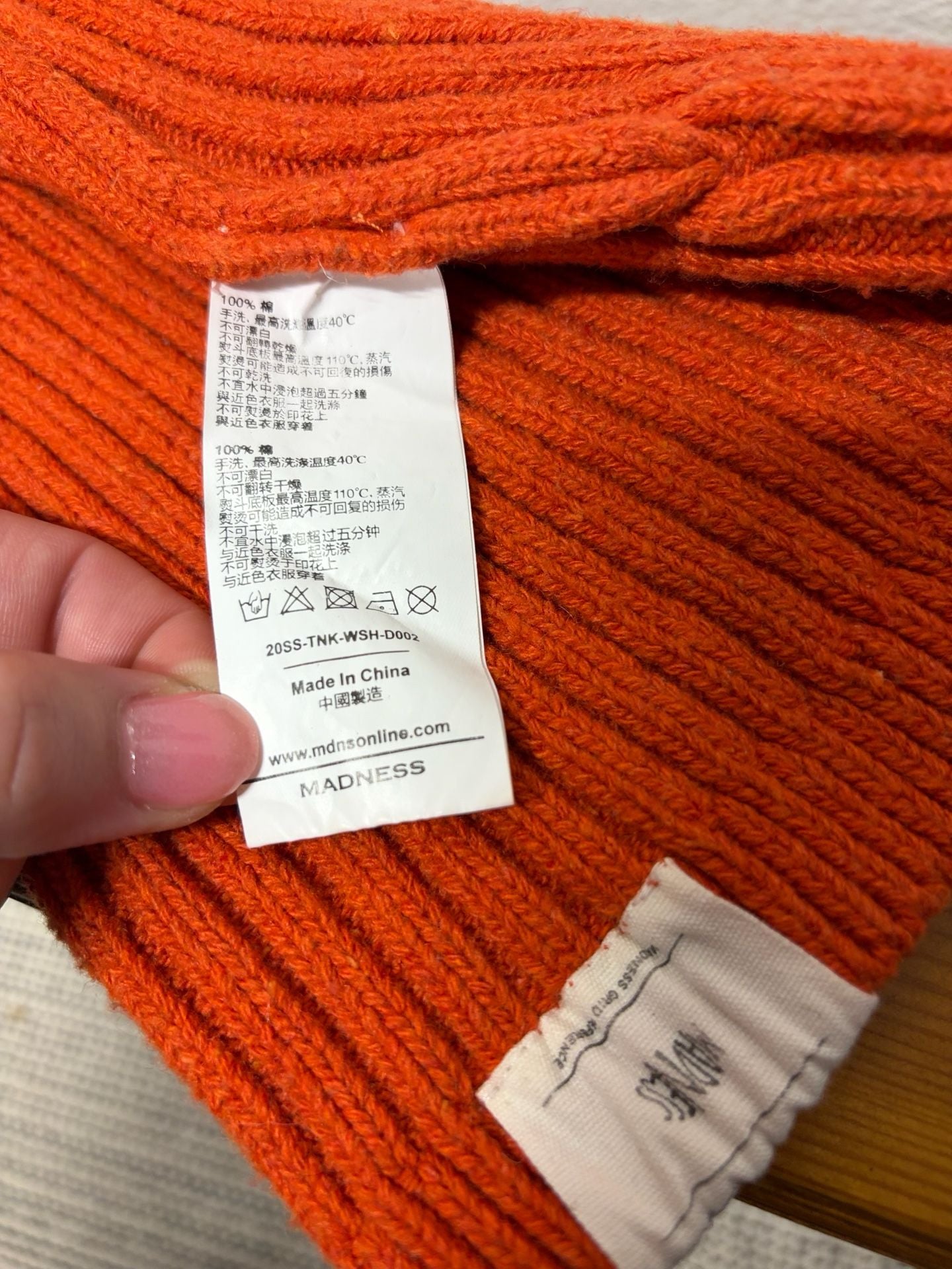 Madnes Orange Ribbed Knit Beanie Winter Hat 8