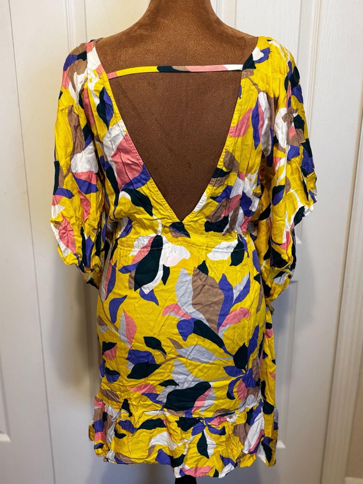 Maaji Cover Up Dress Size S/mile Yellow Multi Leaf Print 3