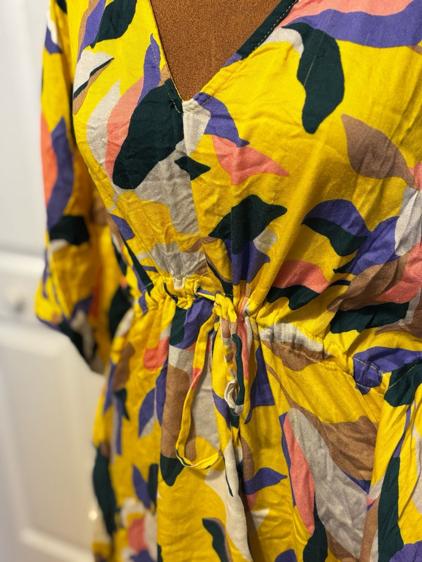 Maaji Cover Up Dress Size S/mile Yellow Multi Leaf Print 4