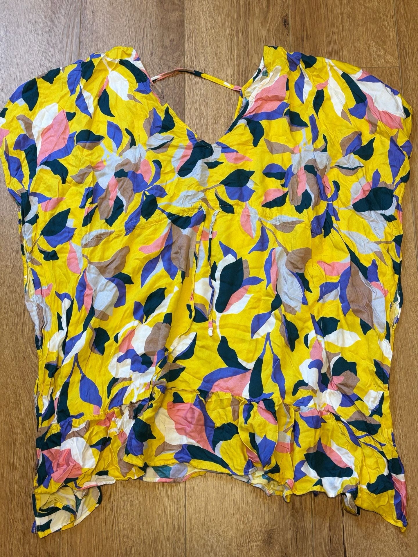 Maaji Cover Up Dress Size S/mile Yellow Multi Leaf Print 5
