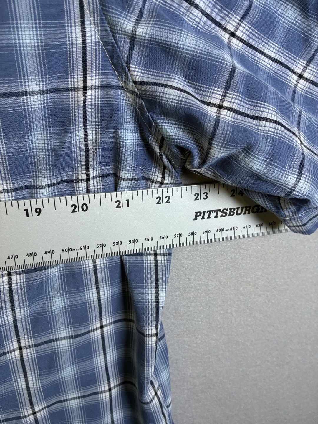 Wrangler Western Shirt Size L Blue Plaid Short Sleeve 9