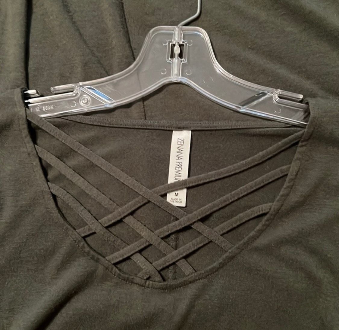Zenana Premium Dress Size M Green Crisscross 4