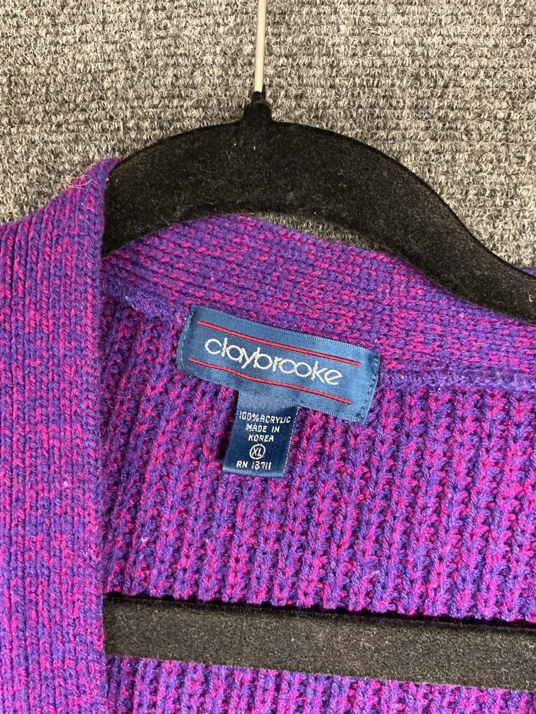 Claybrooke Cardigan Sweater XL Purple Acrylic Knit Oversized Pocket 4
