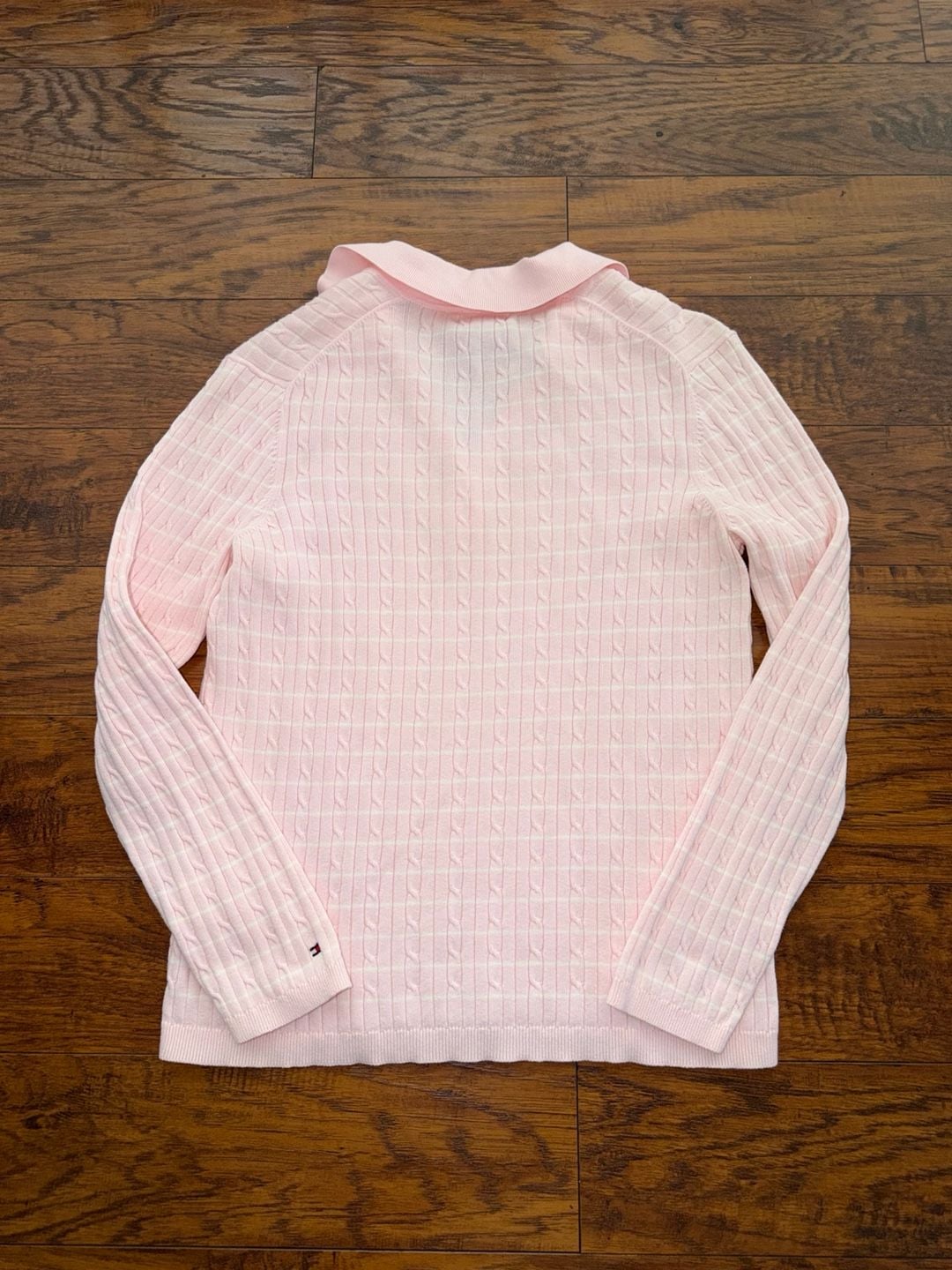 Tommy Hilfiger Cable Knit Polo Sweater Pink Size M 6