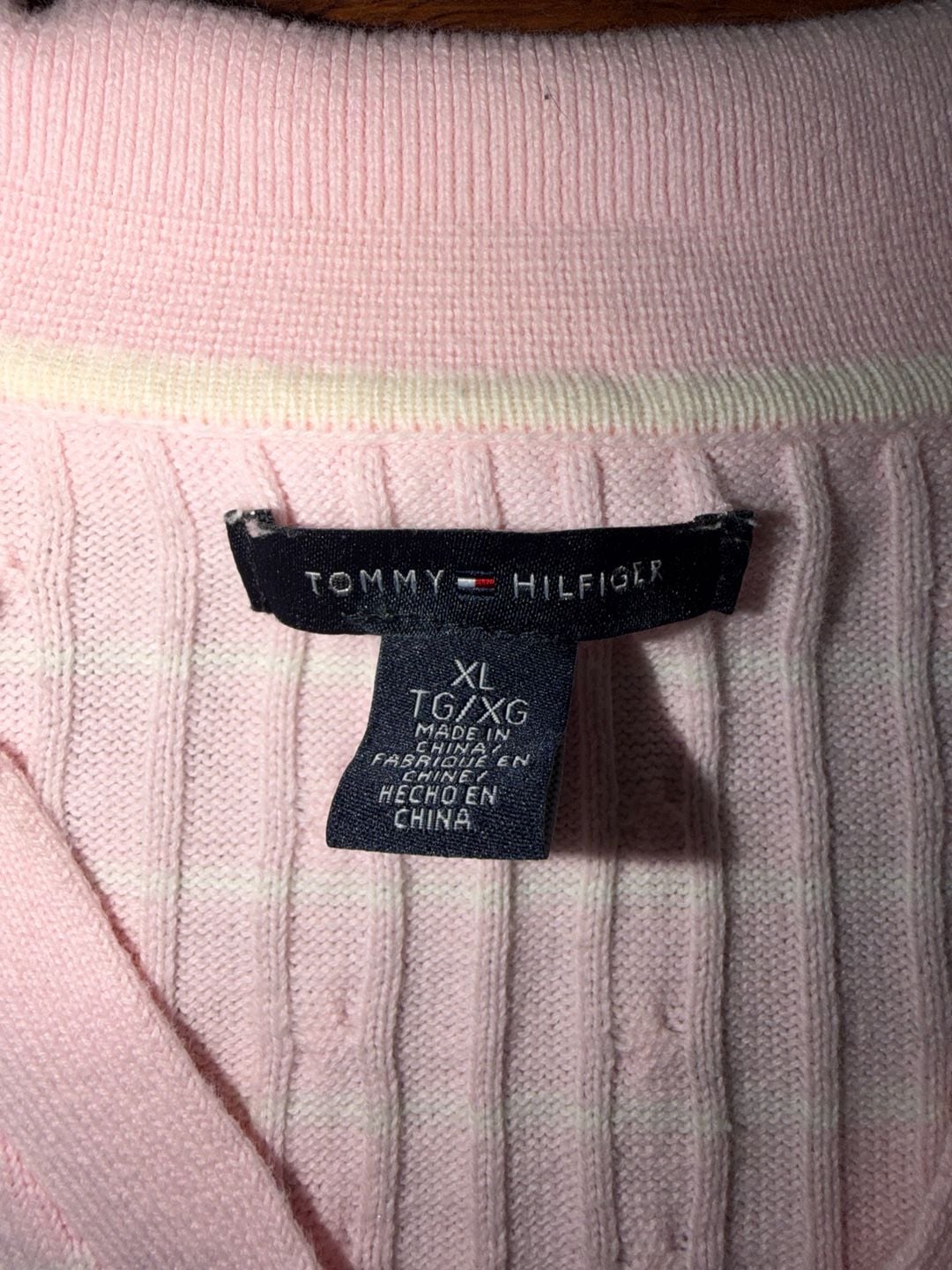 Tommy Hilfiger Cable Knit Polo Sweater Pink Size M 7