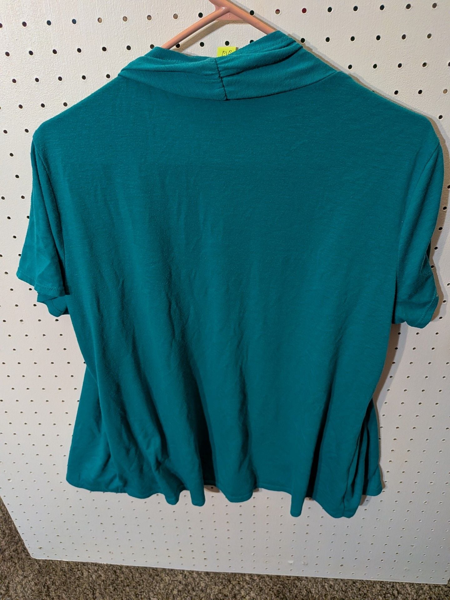 Elementz Layered Top Size XL Teal Blue Black Pattern Short Sleeve 4