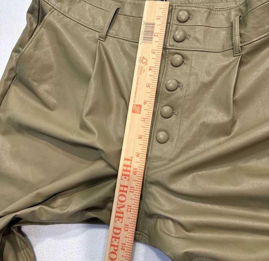 PAIGE Maria Pants Size 10 Dark Brushed Olive Faux Leather High Rise Ankle NWT 7