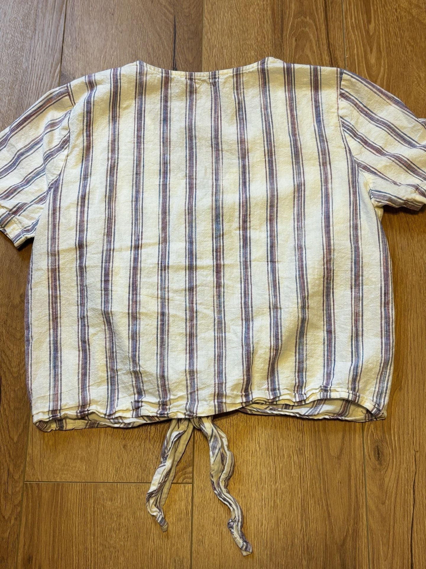 Madewell Striped Tie Front Blouse Size S Linen Cotton 3