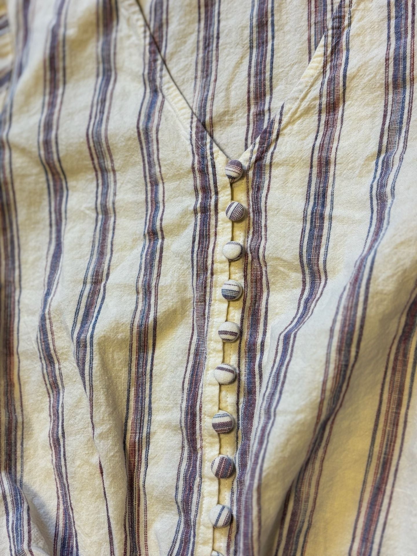 Madewell Striped Tie Front Blouse Size S Linen Cotton 4