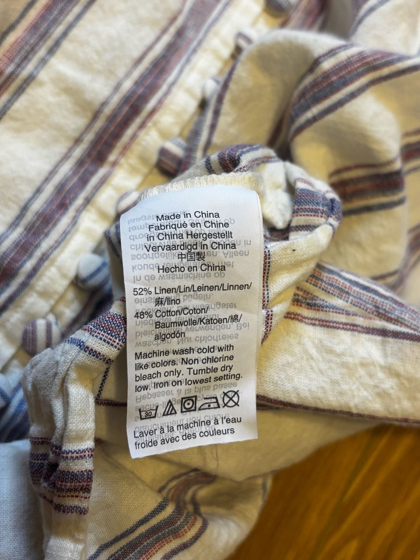 Madewell Striped Tie Front Blouse Size S Linen Cotton 6