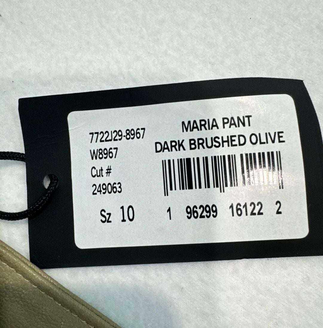 PAIGE Maria Pants Size 10 Dark Brushed Olive Faux Leather High Rise Ankle NWT 8