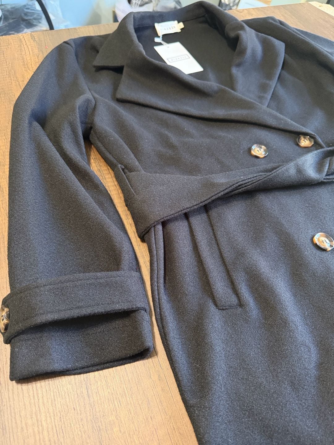 Ninexis Belted Trench Coat Size S Black 6