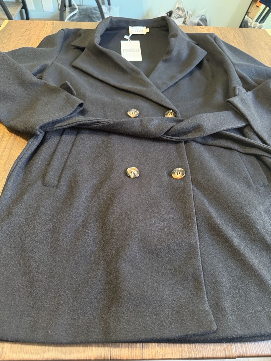 Ninexis Belted Trench Coat Size S Black 9
