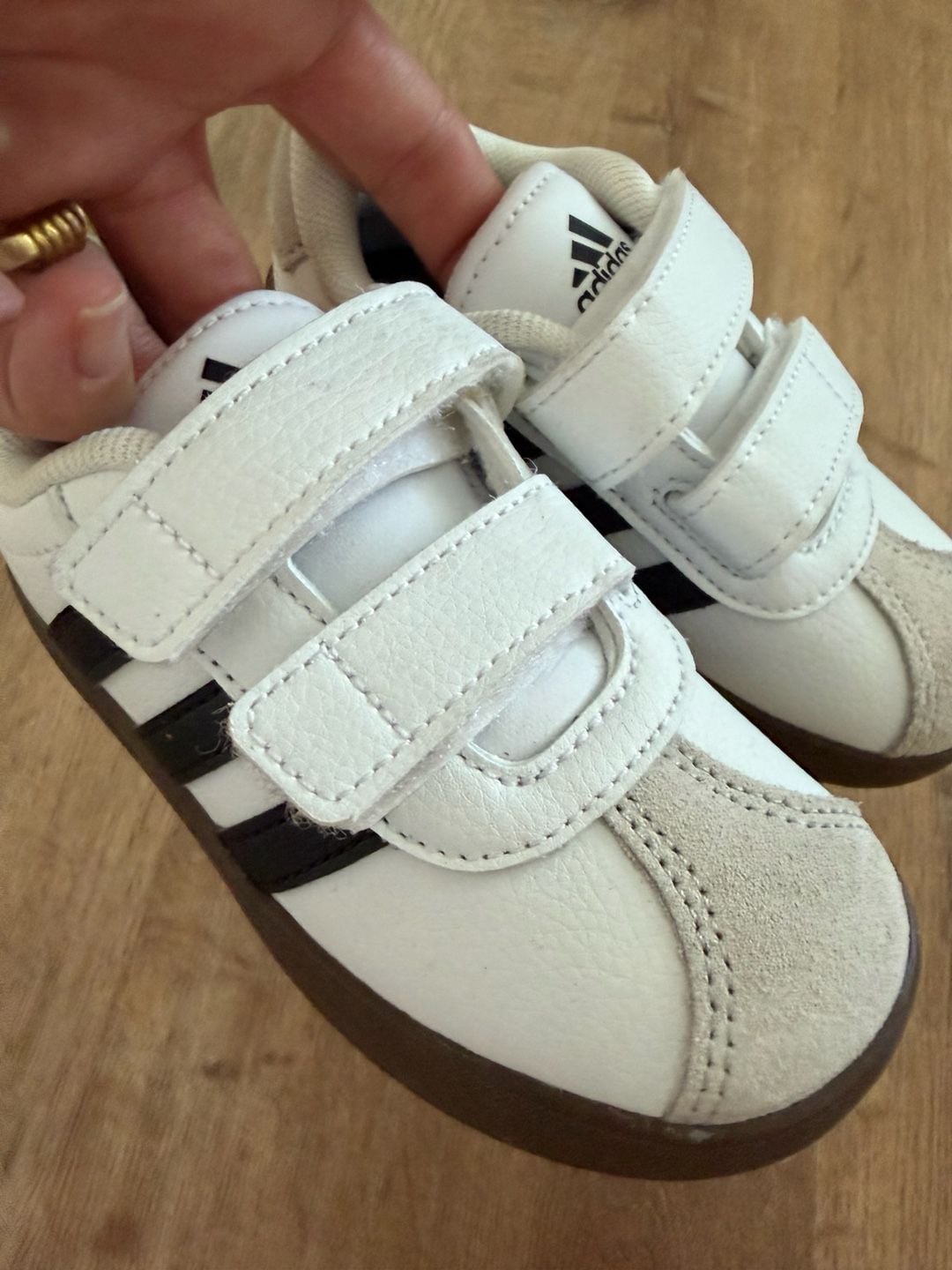 Adidas Kids Velcro Sneakers White Black Gum Sole 2