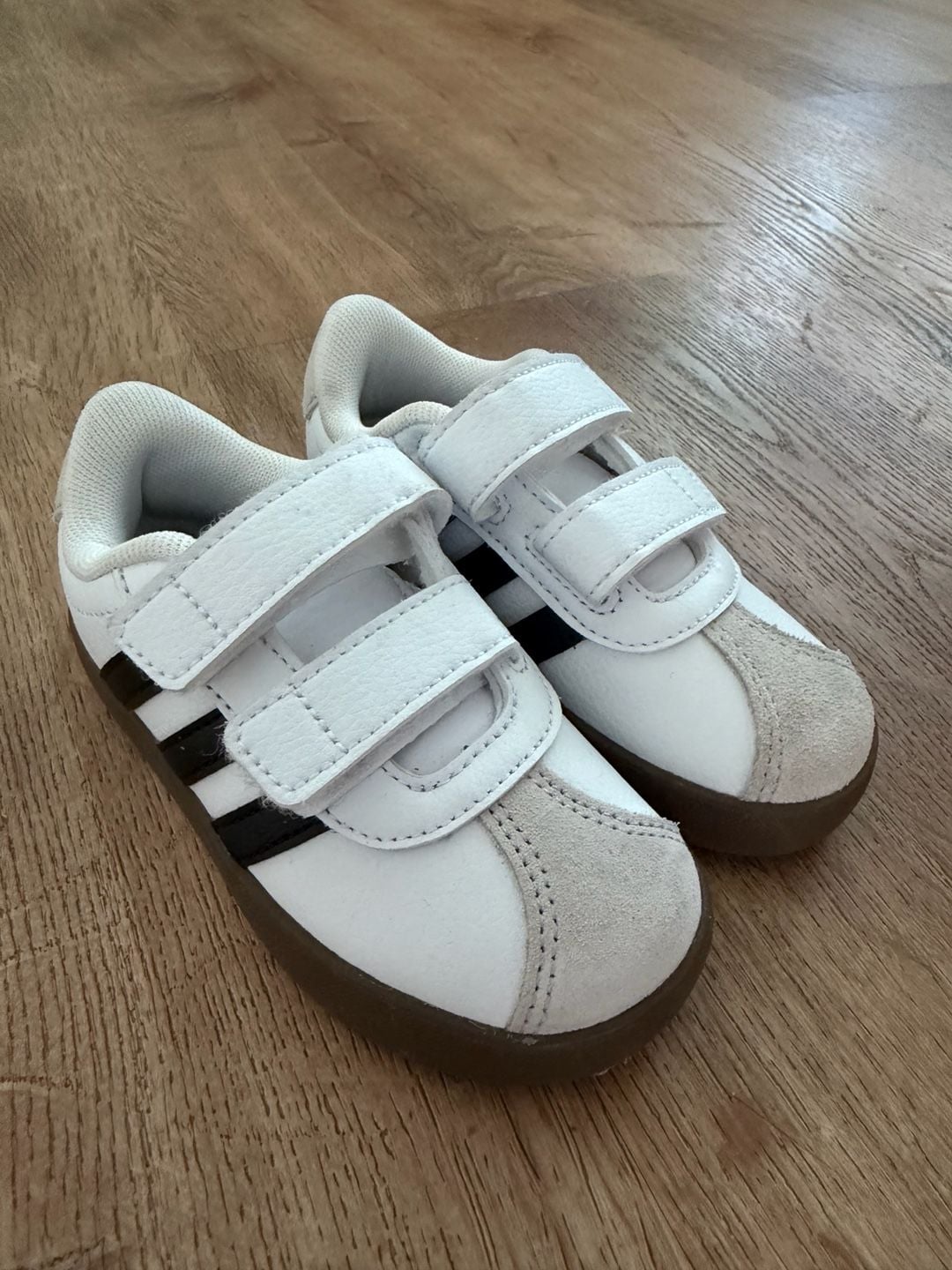 Adidas Kids Velcro Sneakers White Black Gum Sole 3