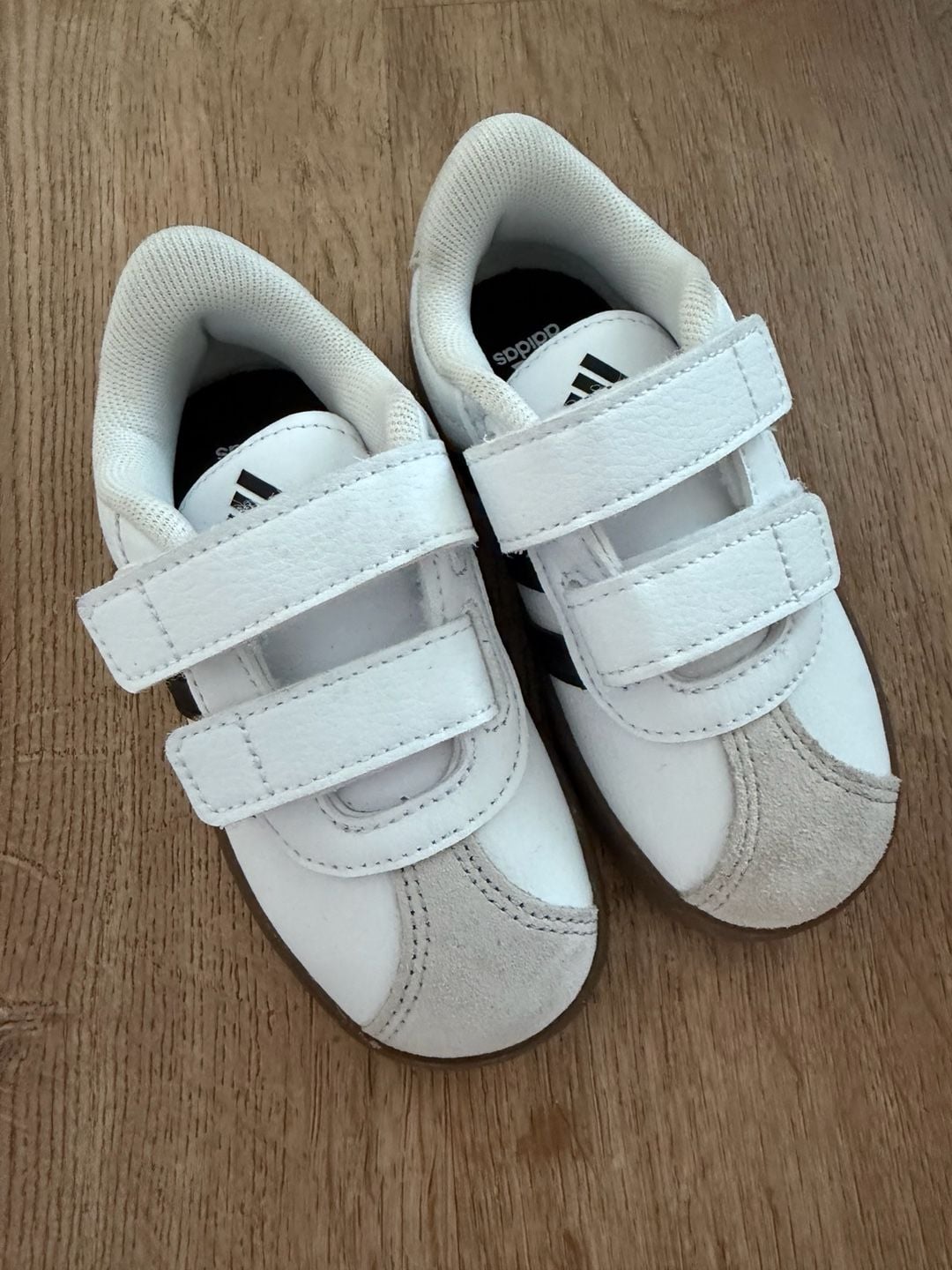 Adidas Kids Velcro Sneakers White Black Gum Sole 4