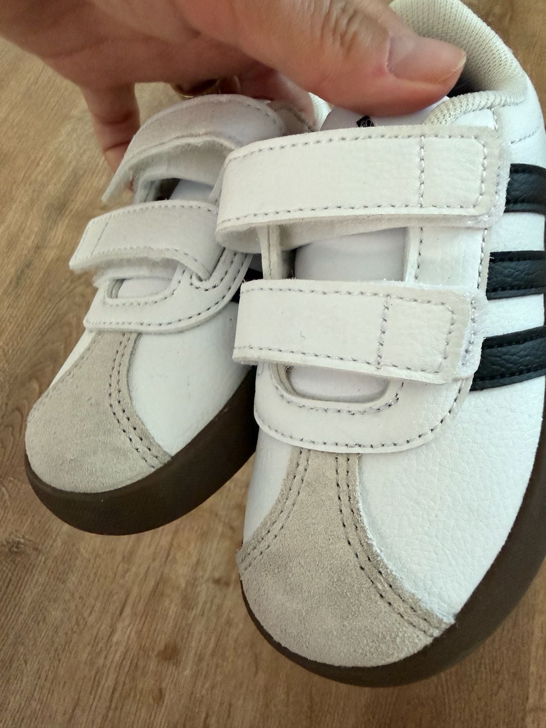 Adidas Kids Velcro Sneakers White Black Gum Sole 5