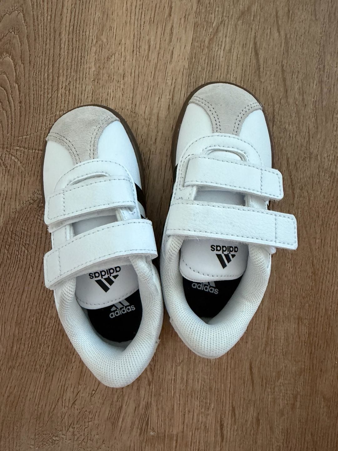 Adidas Kids Velcro Sneakers White Black Gum Sole 7