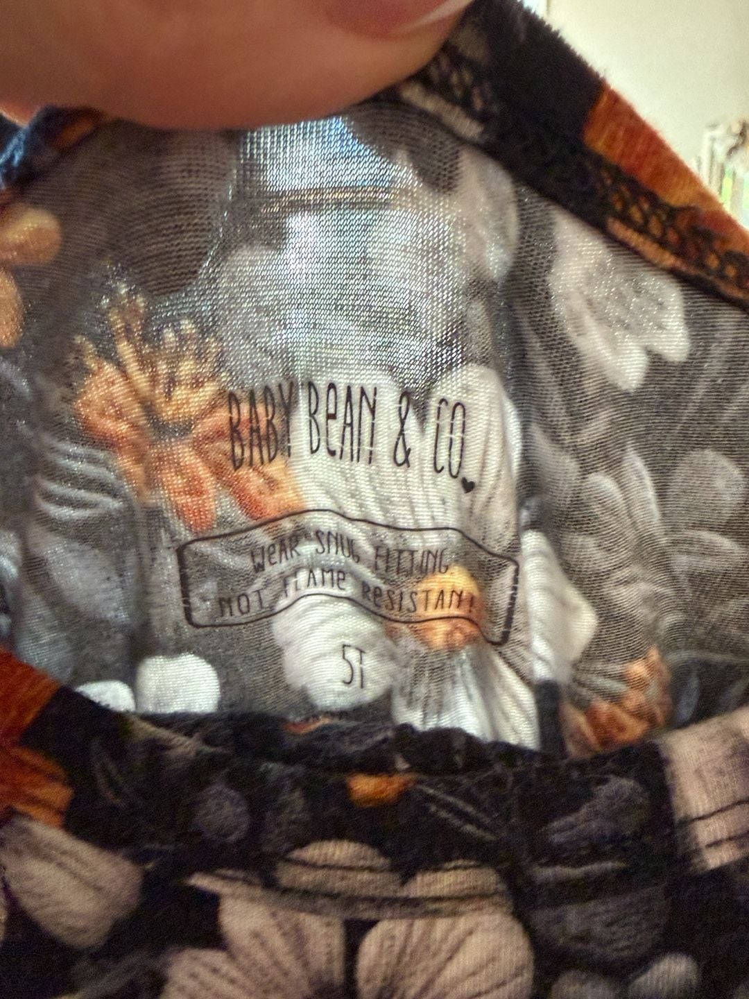 Baby Bean & Co. Skull Floral Pajama Set Size 5T 2