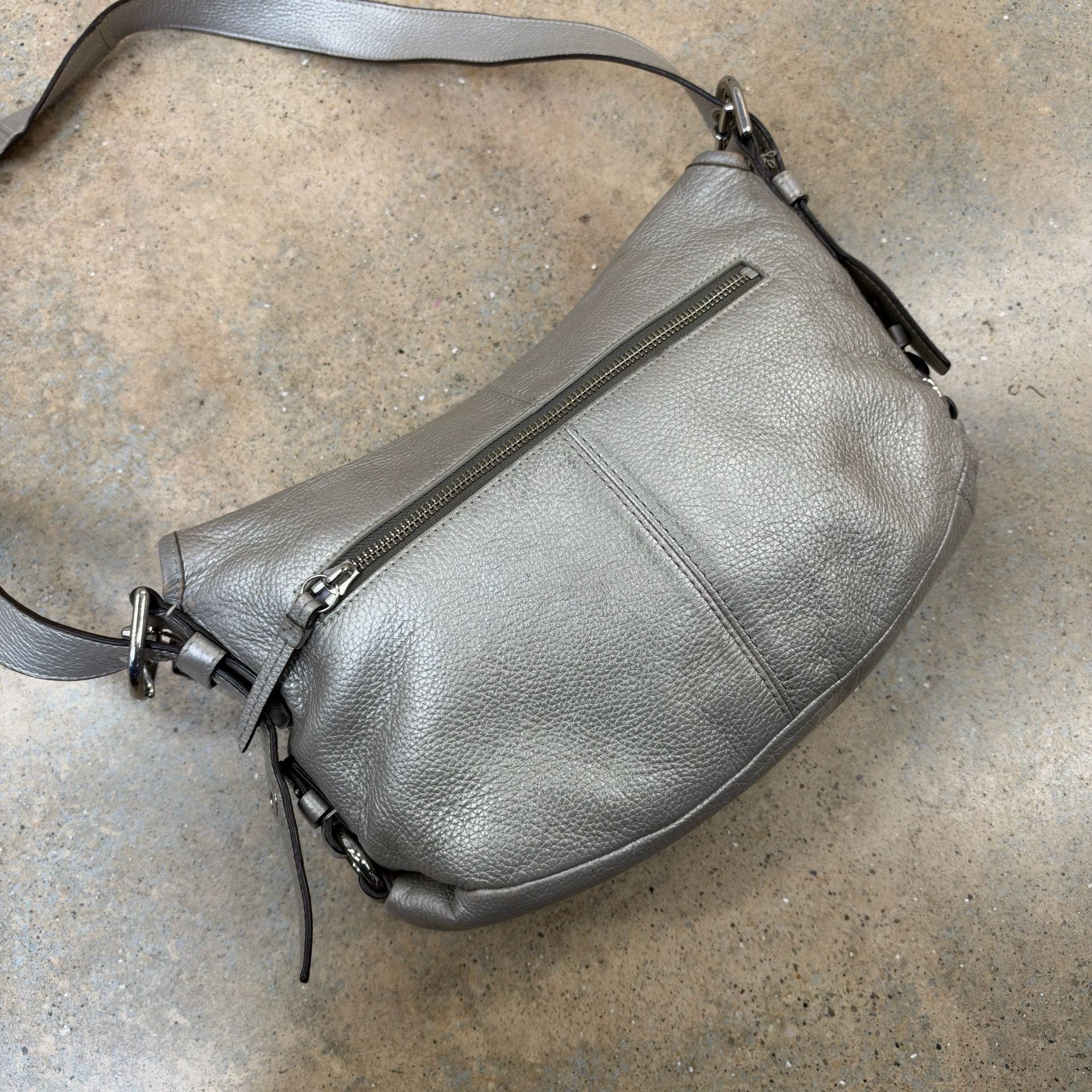Essential Vintage Coach Metallic Leather Flap Shoulder Bag Silver 3