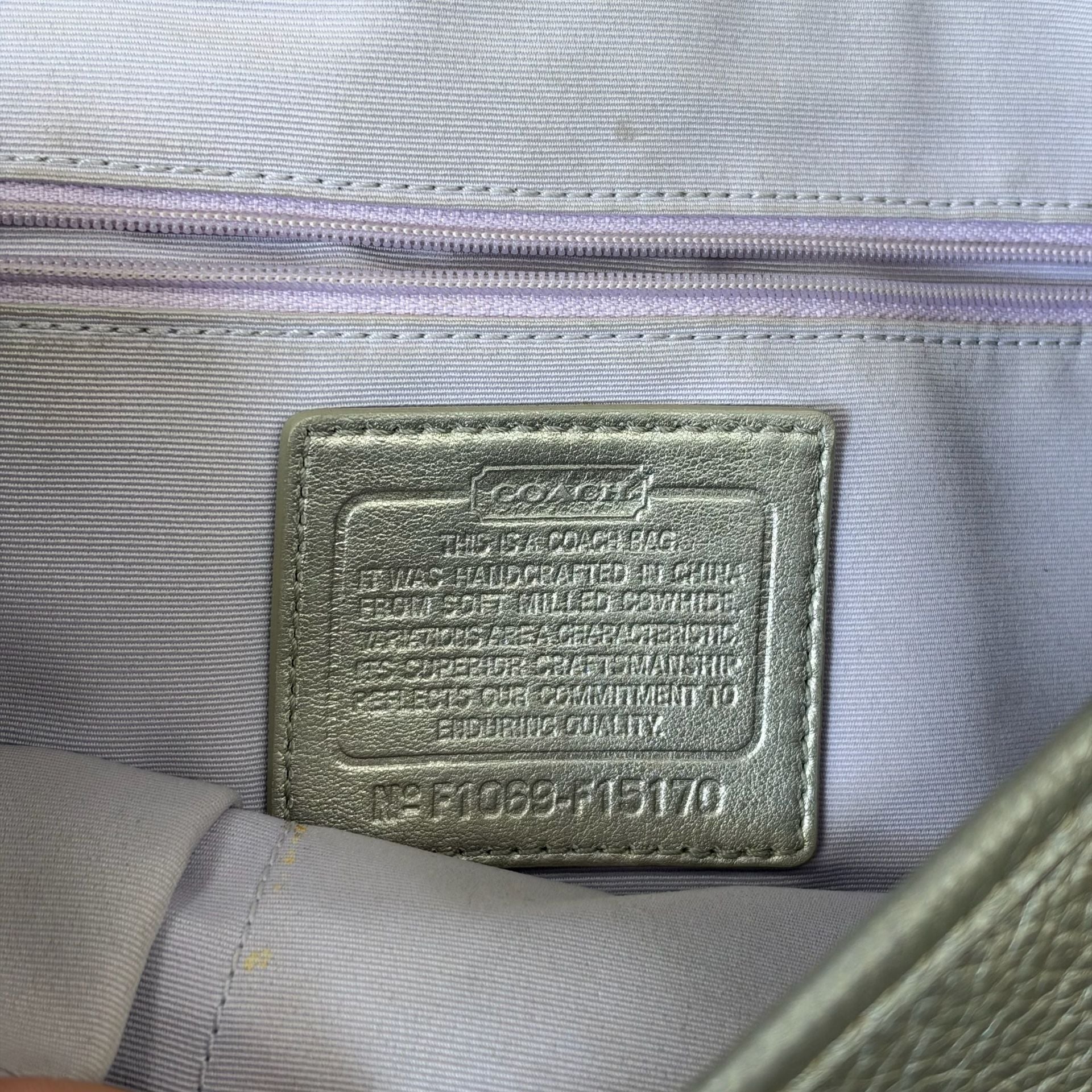 Essential Vintage Coach Metallic Leather Flap Shoulder Bag Silver 6