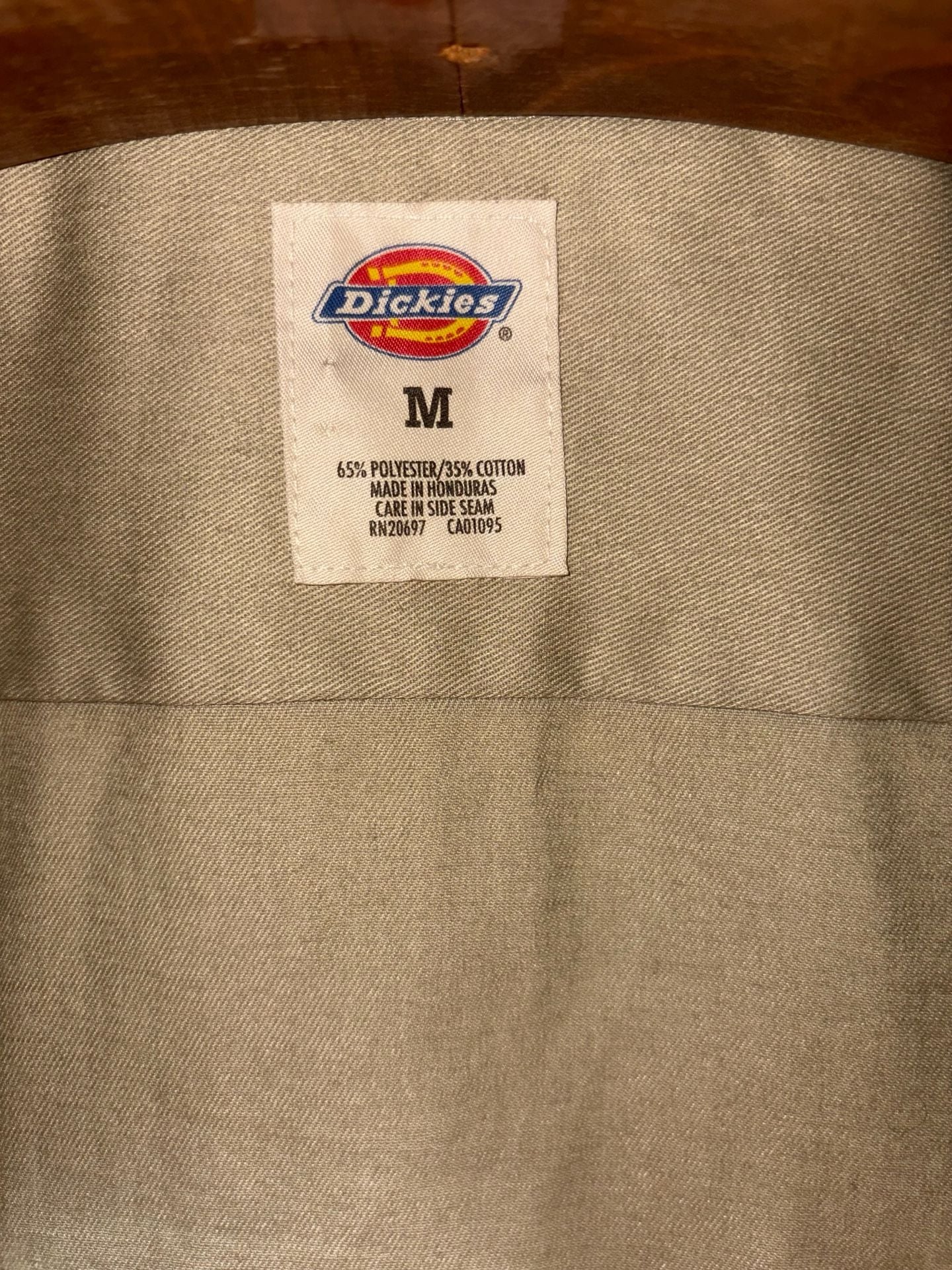 Dickies Short Sleeve Work Shirt Size M Khaki Button Front 8