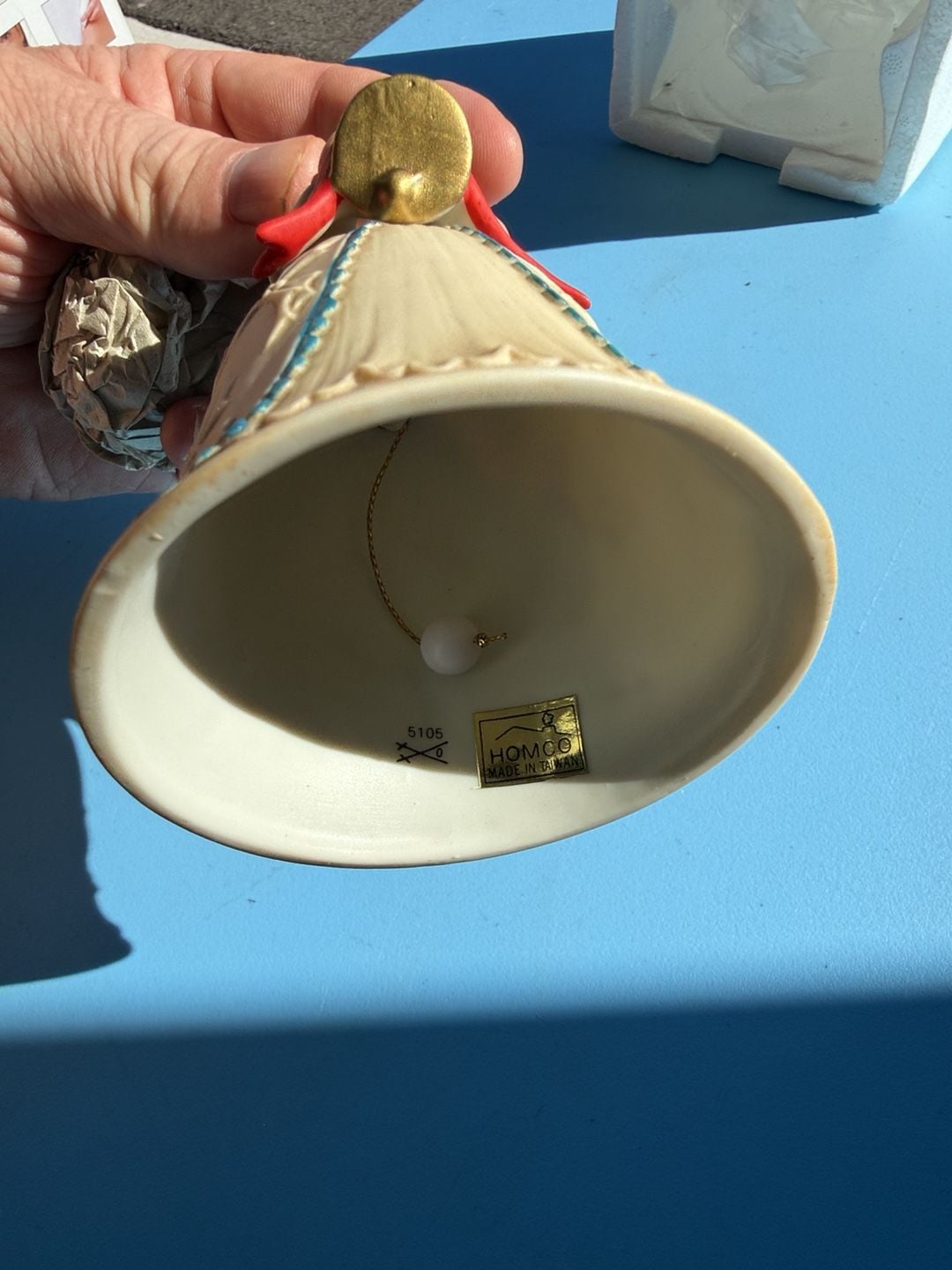 HOMCO Angel Bell Figurine 5105 Christmas Holly Bell 5