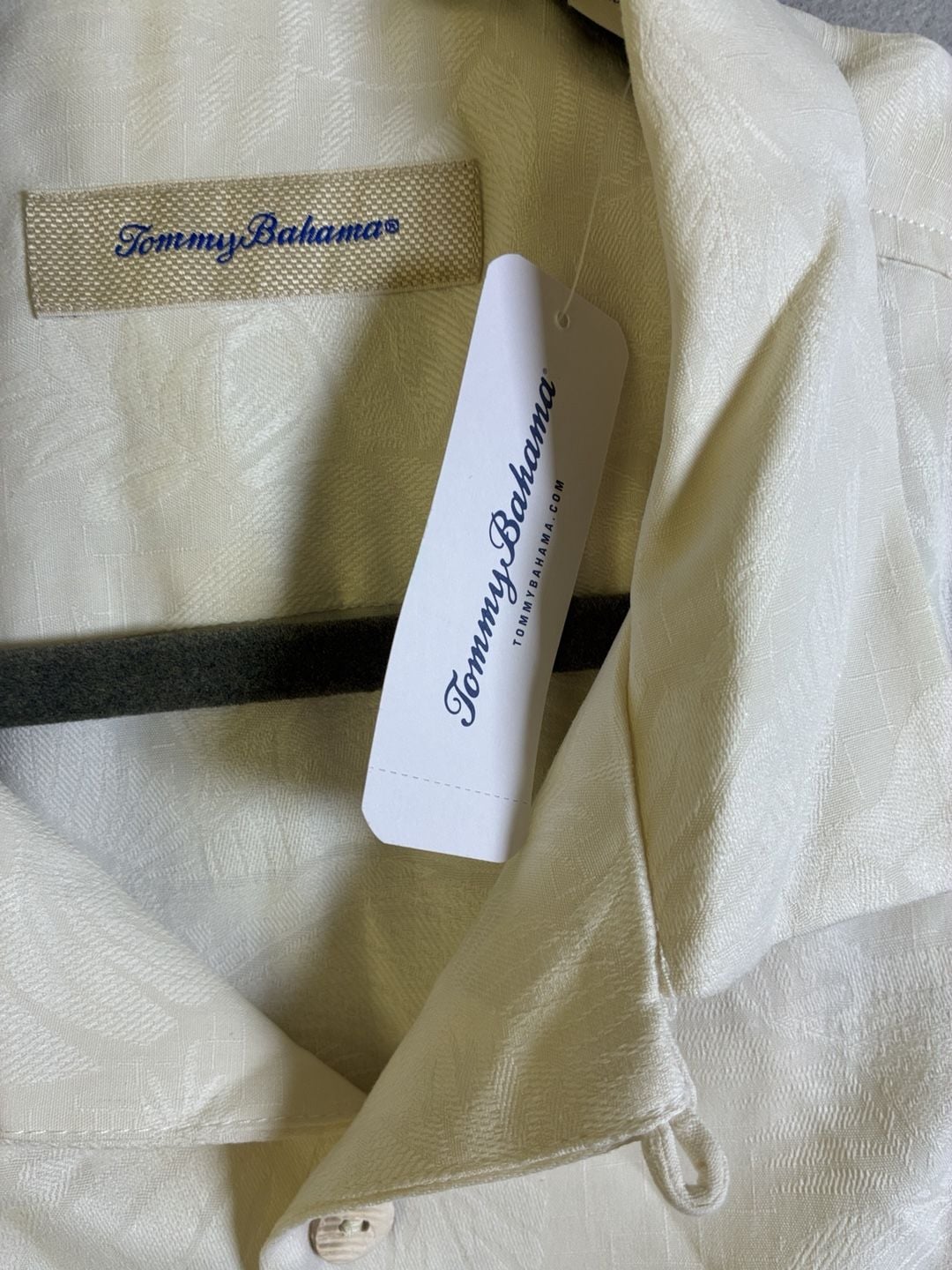 Tommy Bahama St Lucia Fronds Silk Shirt Size L Off-White 5