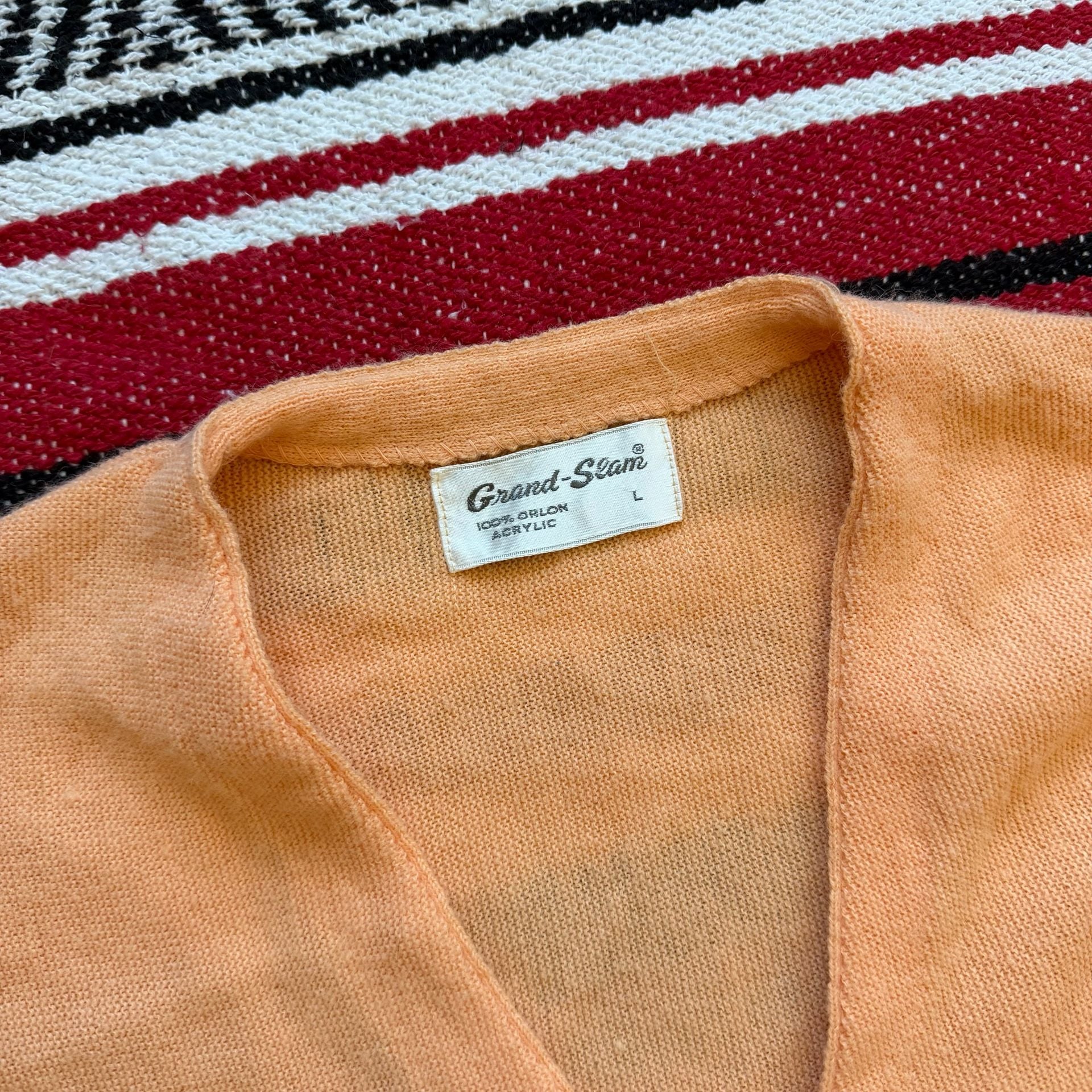 60s Grand Slam Cardigan - Sz L Tangerine Orange 2