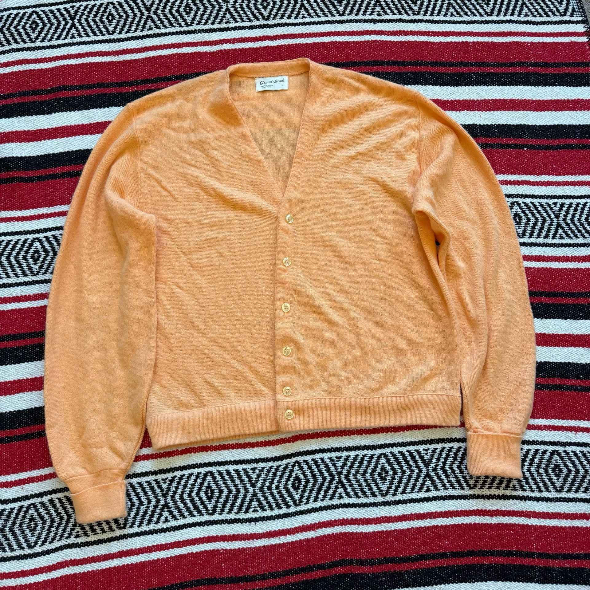 60s Grand Slam Cardigan - Sz L Tangerine Orange 3