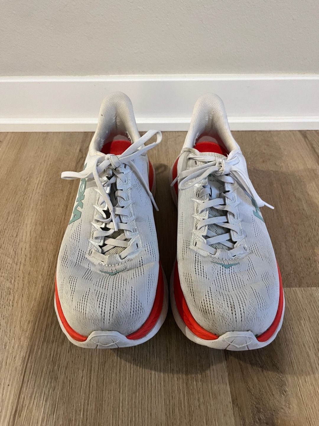 Hoka One One Mach 4, Performance Running Sneakers, White/Orange,Womans 9.5 3