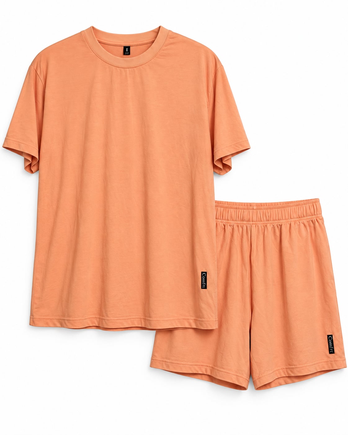 Comfrt Lounge Set T-Shirt And Shorts Size S Peach Rayon Spandex 1