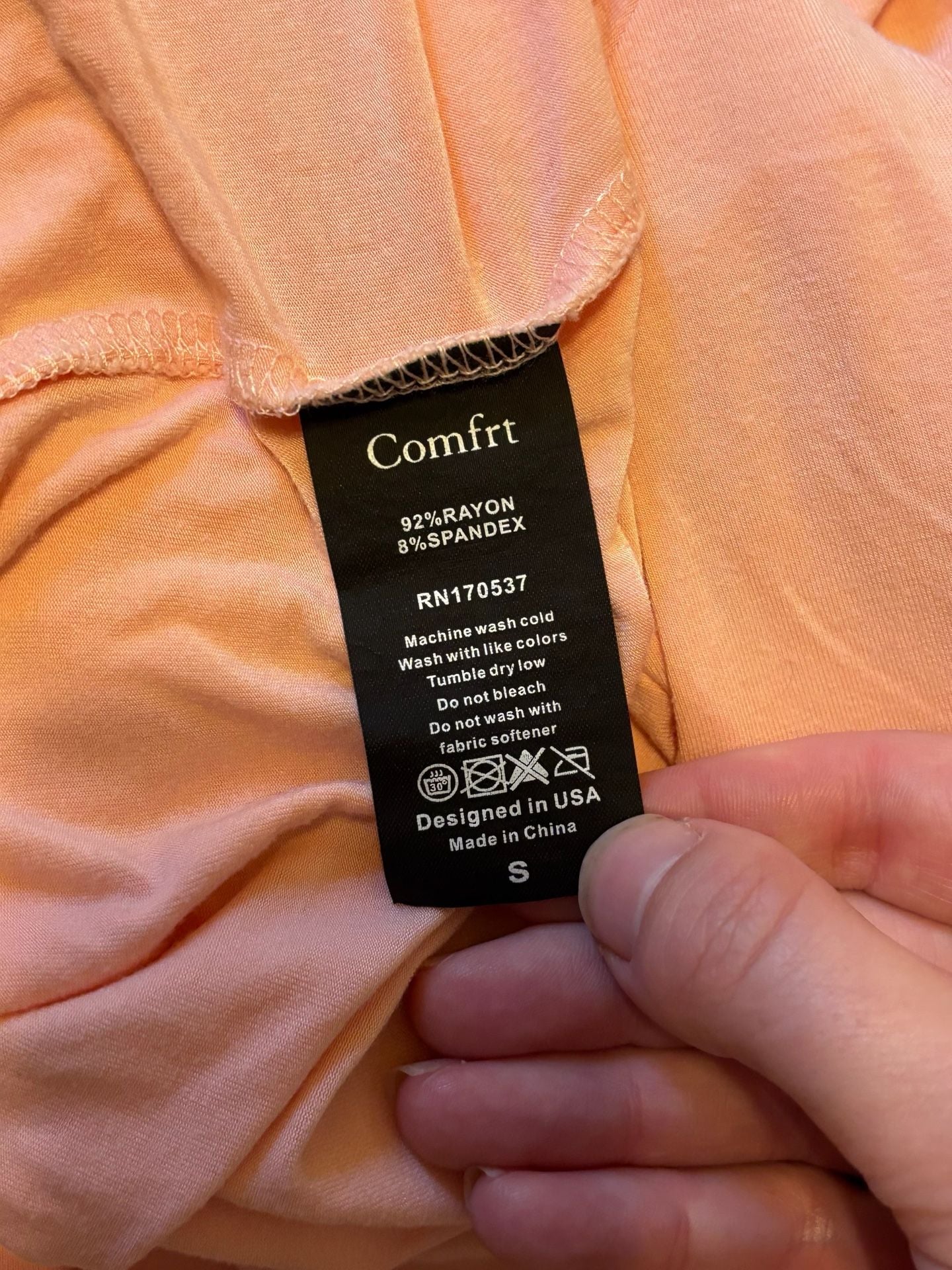 Comfrt Lounge Set T-Shirt And Shorts Size S Peach Rayon Spandex 4