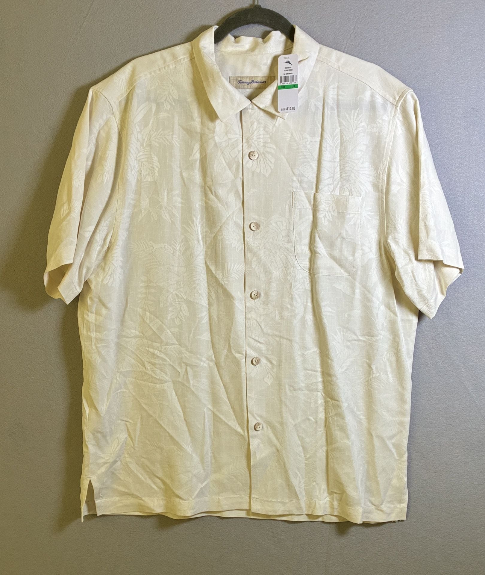 Tommy Bahama St Lucia Fronds Silk Shirt Size L Off-White 2