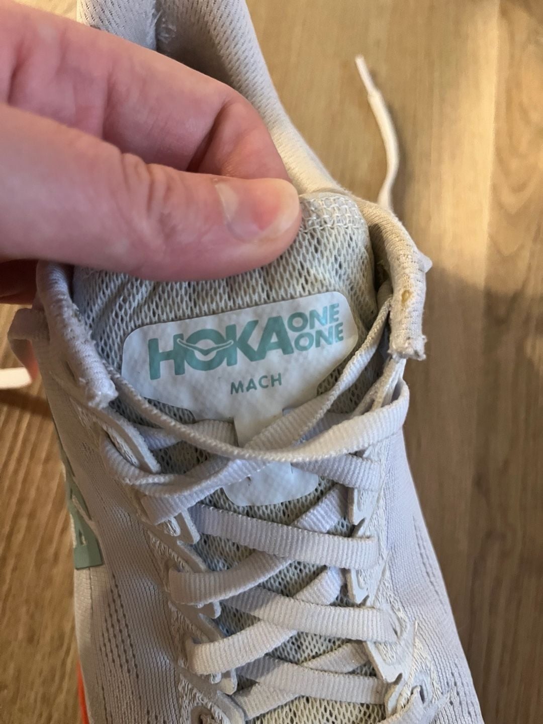 Hoka One One Mach 4, Performance Running Sneakers, White/Orange,Womans 9.5 5