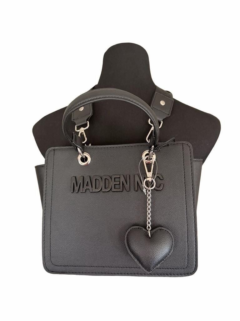 LUP 6 Madden NYC Black Satchel Handbag With Heart Charm 2