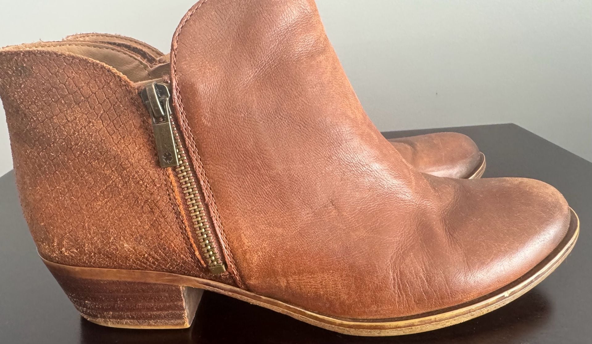 Lucky Brand Booties Size 9M Brown Leather Ankle Boots 2