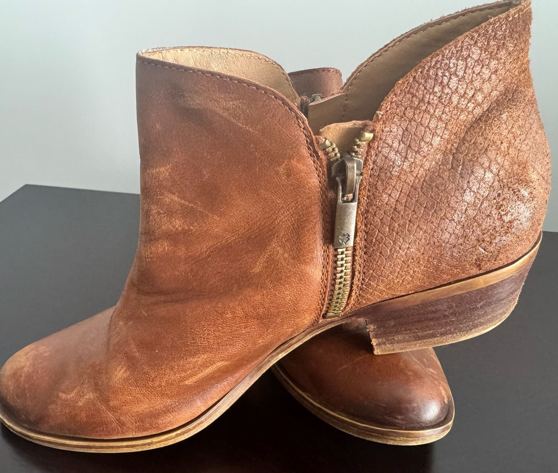 Lucky Brand Booties Size 9M Brown Leather Ankle Boots 4