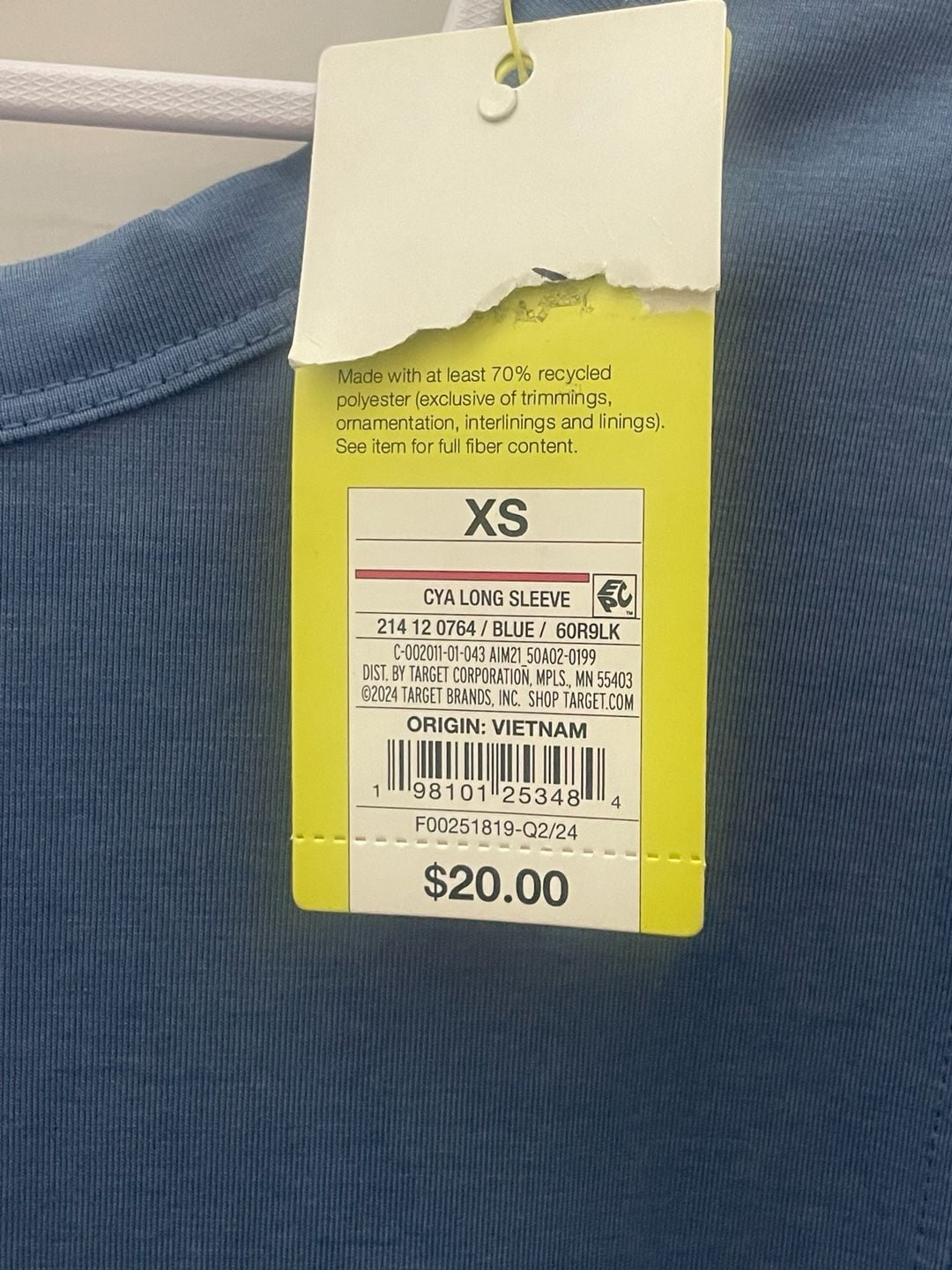 Brand New All in Motion Long  Sleeve XS Blue Top 7