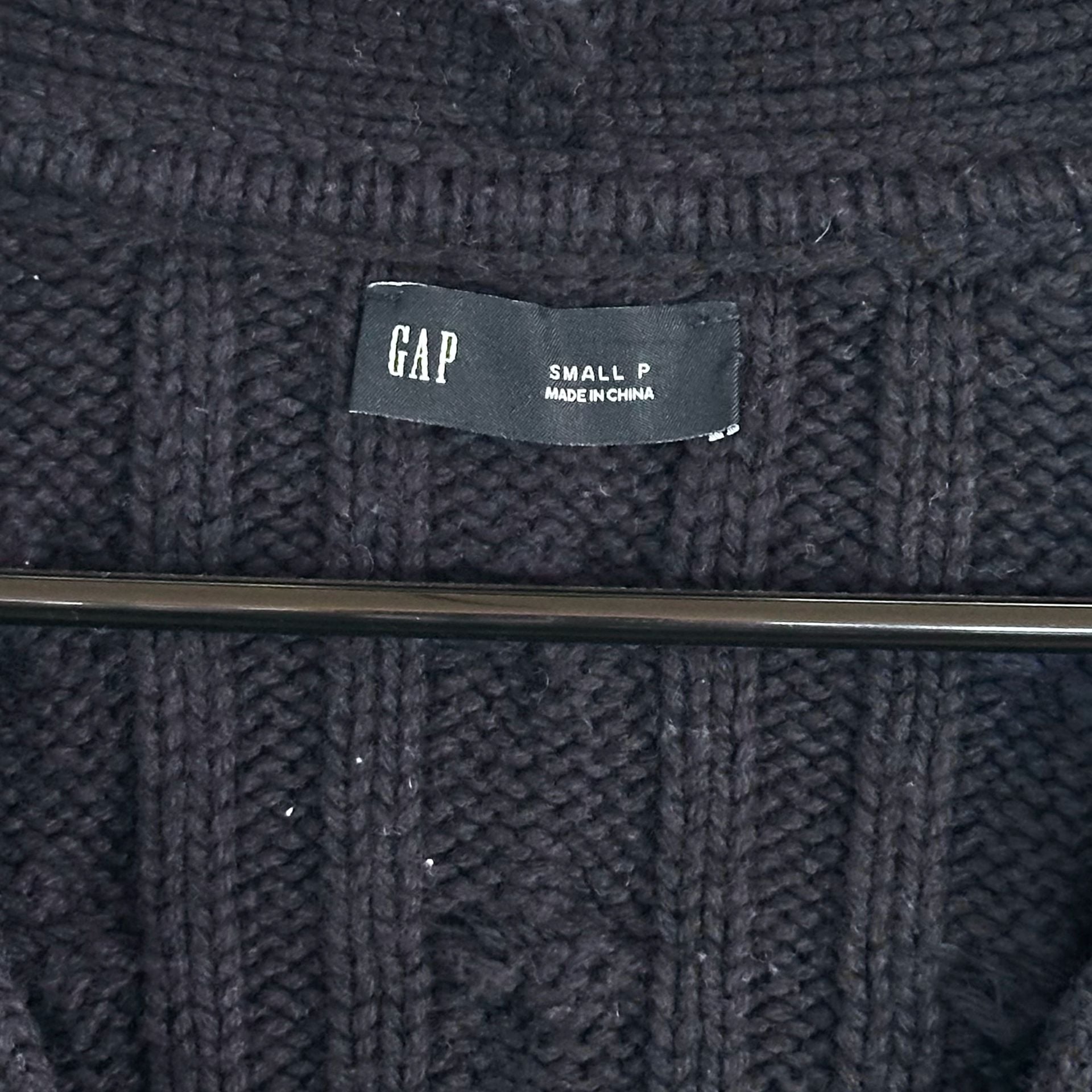Gap Cable Knit Cardigan Sweater, Size S Petite Navy Blue 3