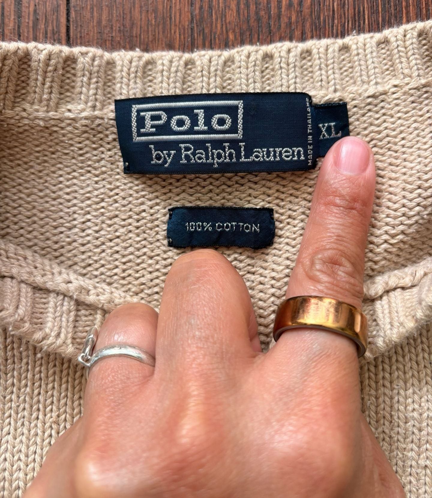 Polo By Ralph Lauren Crewneck Sweater XL Tan Cotton 4