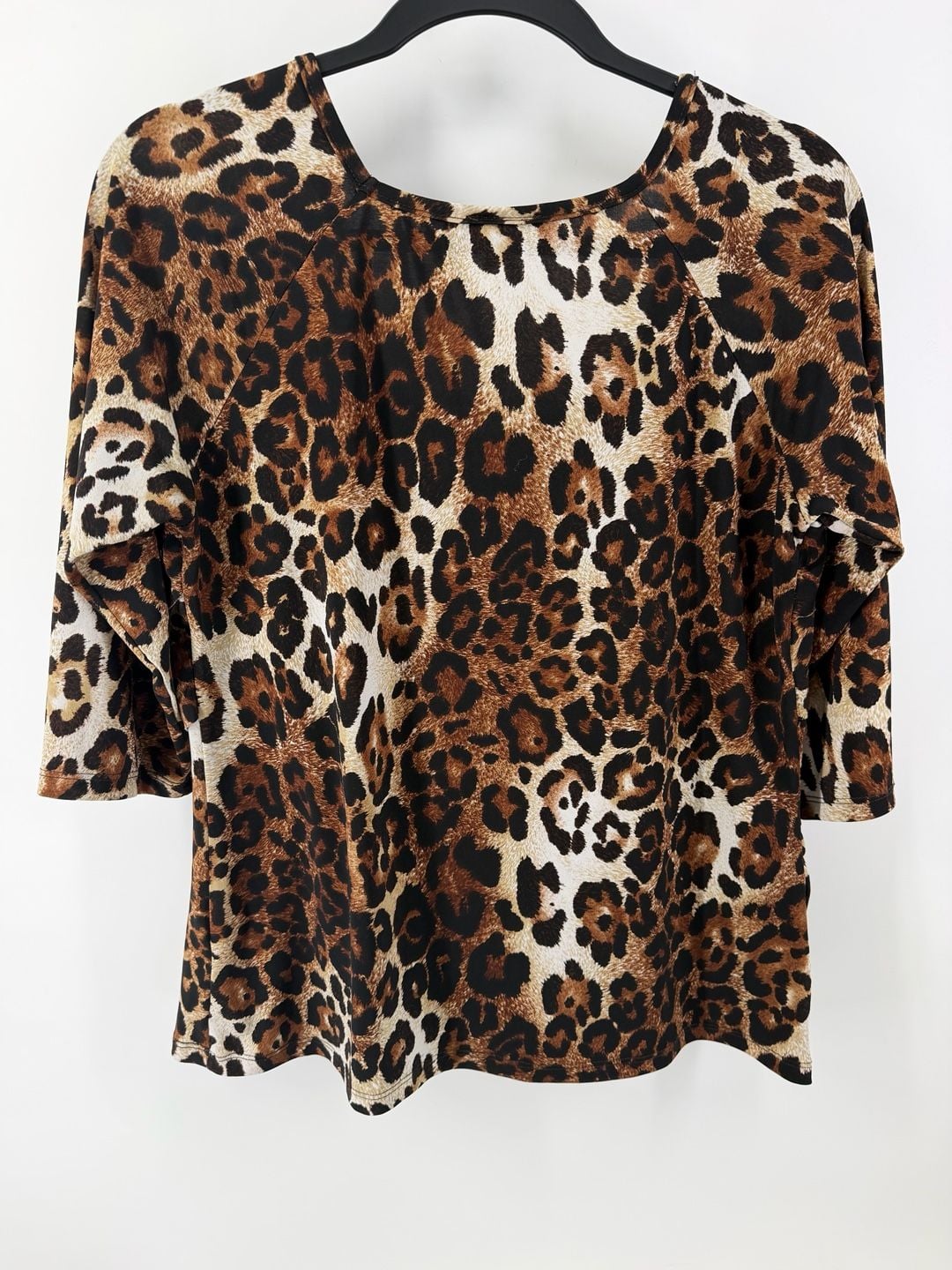 AGB Leopard Print Ruffle Top Large Animal Print Y2K Statement Blouse 3